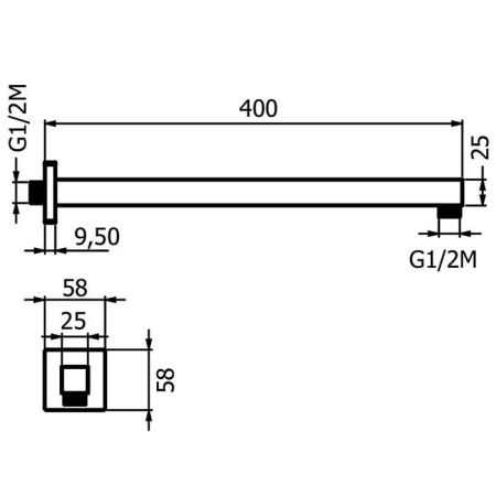 Plumberia Selection Настенное крепление верх. душа 400мм из нерж.стали, черный матовый, артикул SAQ3122NO
