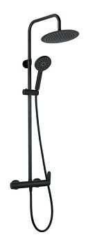 AQG Beta, душевая колонна регул. по высоте 95-150 см, cо смесителем и круглым верхним душем 25 см, цвет черный матовый