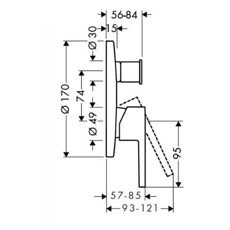 AX Starck Встраиваемый смеситель для ванны однорычажный (внешняя часть), цвет: хром, артикул 10414000