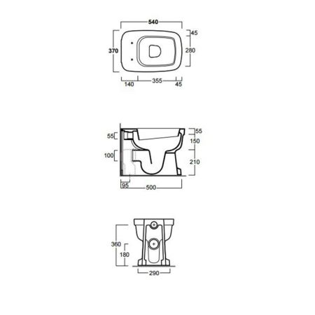 SIMAS Evolution Унитаз приставной 54х37см, слив универсальный, цвет белый, артикул EVO01bi