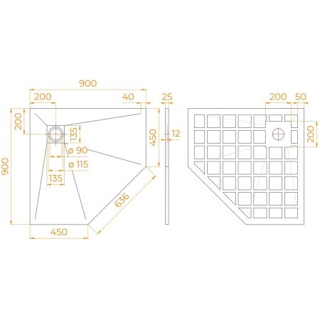 Душевой поддон трапеция STONE TRAY-G, артикул 14155099-02-11
