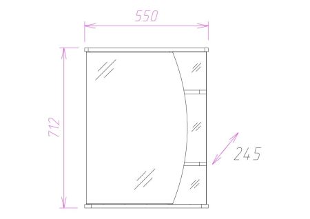 Шкаф-зеркало Onika Луна 55 белый, правый, с подсветкой, артикул 205521