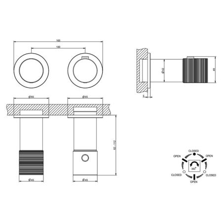 GESSI HABITO TRAME Смеситель настенный встраиваемый, термостатический, с переключателем на 3 положения, внешняя часть, цвет хром, артикул 70336#031