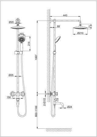 Душевая система DK Hessen Grimm (DA1384701E09), артикул DA1384701E09