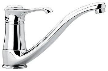 Emmevi Tiffany, однорычажный кухонный смеситель (поворотный излив 22 см), без донного клапана, цвет хром