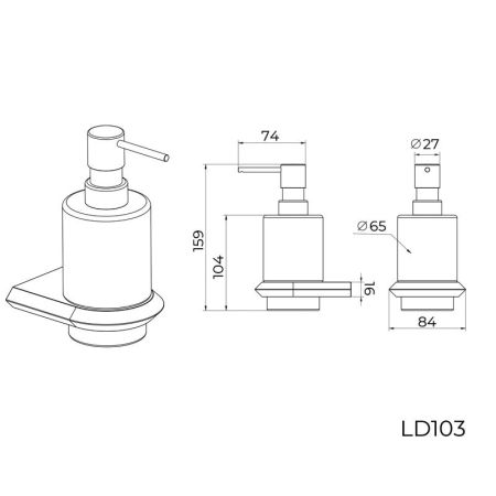 Дозатор жидкого мыла Knotlor LD103C, хром, артикул LD103C