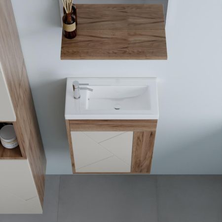 Тумба под раковину подвесная Бриклаер КРИСТАЛЛ латте, 40 см, артикул 4627125416903