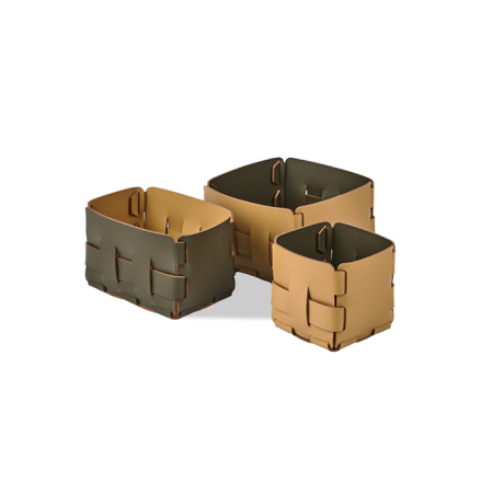 ADJ Корзинка Mini Bottega, 12x12xH13 см., цвет: горчичный/оливковый, артикул 1013.40/55