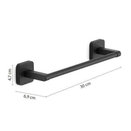 Gedy Tonga, полотенцедержатель, длина 35 см, цвет черный матовый, артикул TO21/30(14)