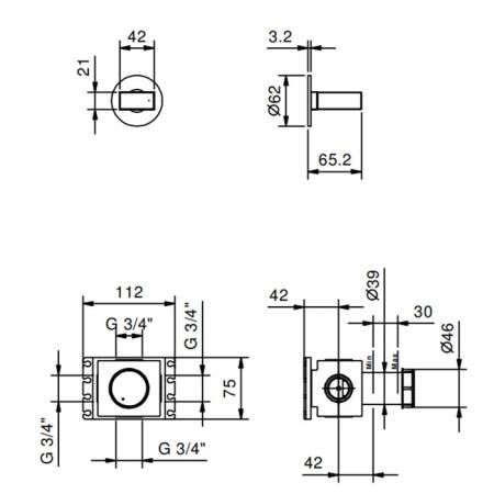 FANTINI VENEZIA Запорный вентиль, без ручки, внешняя часть, цвет Matt Copper PVD, артикул 29 P9 N291SB