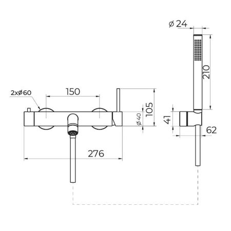 Смеситель для ванны Knotlor SS-23, сатин, артикул SS-23