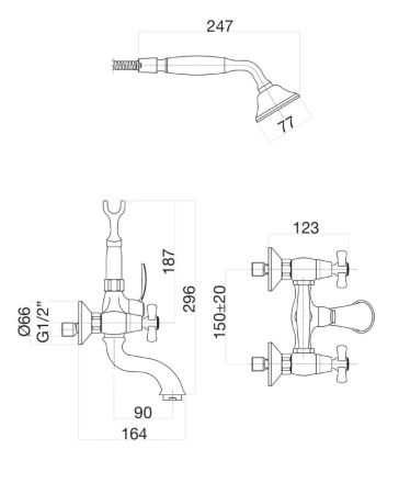Смеситель для ванны Fiore MARGOT 26ZZ0600, бронза, артикул 26ZZ0600
