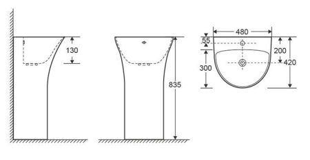 Раковина SIMONA напольная Cerutti SPA 480x420x835, артикул CT7832