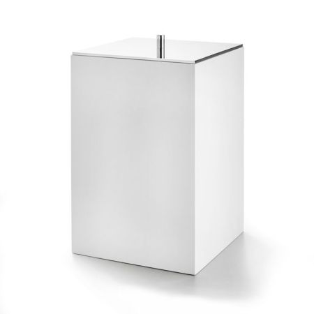 Урна, 3SC, BeMood, с крышкой, ширина, мм-200, глубина, мм-200, высота, мм-320, тип установки-напольный, цвет-белый/никель сатинированный матовый, артикул BEMW64ANX