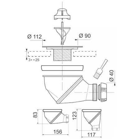 Сифон для душевого поддона Wirquin Bonde James 30717981 Серый