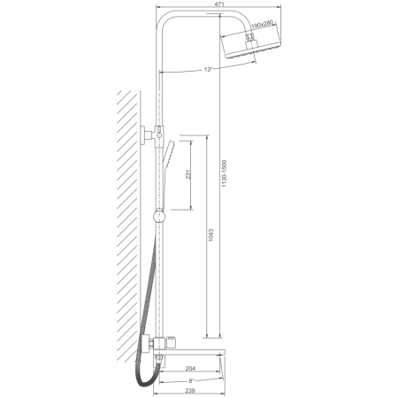 Душевая система BELZ B24613-7, черный, артикул B24613-7