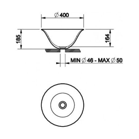 Gessi Goccia Раковина накладная керамическая Ø40см, h=18,5см, цвет: платина, артикул 39125#519