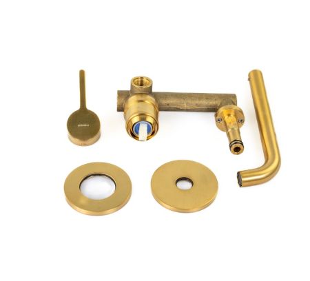 Emmevi Filobrass, встраиваемый в стену однорычажный (со стержнем) смеситель для раковины, без донного клапана, цвет зачищенное золото, артикул 85155/ORS