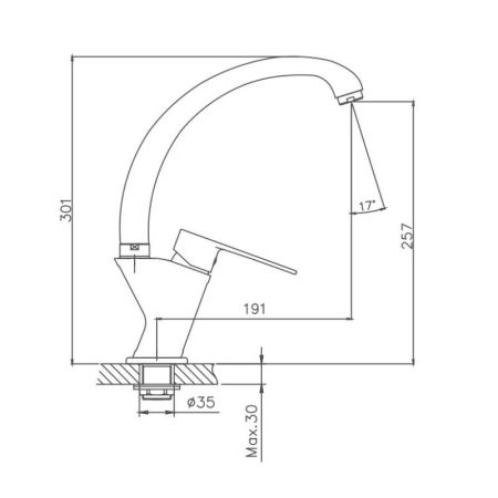 Смеситель для кухни Cron CN70523, хром