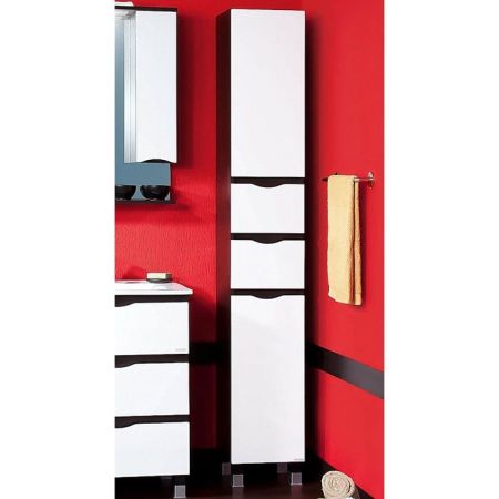 Шкаф пенал Бриклаер Токио 32 Фасад белый, корпус венге, артикул 4627125411632