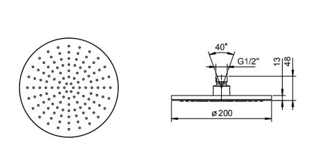 Fantini Верхний душ, диаметром 200 мм, хром