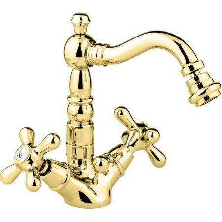 Emmevi Deco Old, двухвентильный смеситель для биде с донным клапаном, цвет золото, артикул 12614/OR