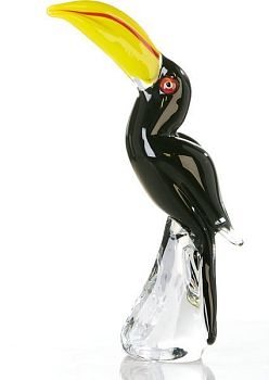 Casablanca, стеклянная скульптура "Тукан", цвет желто-черный