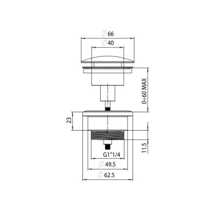 Bossini Nobu Донный клапан клик-клак 1” 1/4., Mat brushed S.S., артикул INZ200.075