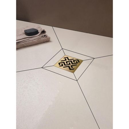 Трап BERGES водосток ZENTRUM Antik 150х150, бронза, выпуск D50 H65 боковой, артикул 094365