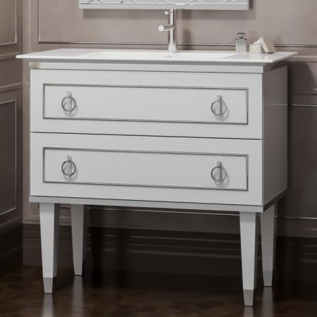 Тумба с раковиной Порто 80 Opadiris Белый/серебро, артикул 