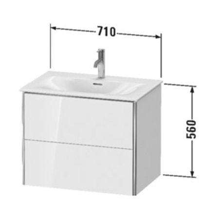 Duravit XSquare Тумба подвесная под раковину # 234473, 2 яшика, 560x710x478мм, цвет Stone Grey SaM, артикул XS432309292