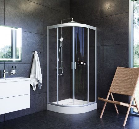 W90G-401-090WT Gem душевое ограждение 90х90, стекло прозрачное, профиль матовое серебро, без поддона, артикул W90G-401-090WT