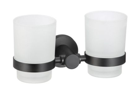 Стакан для ванной комнаты двойной Savol S-005668H, черный, артикул S-005668H