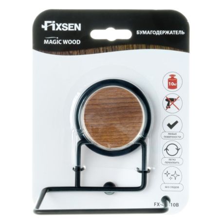 Держатель для туалетной бумаги FIXSEN MAGIC WOOD FX-46010B, черный/коричневый, артикул FX-46010B