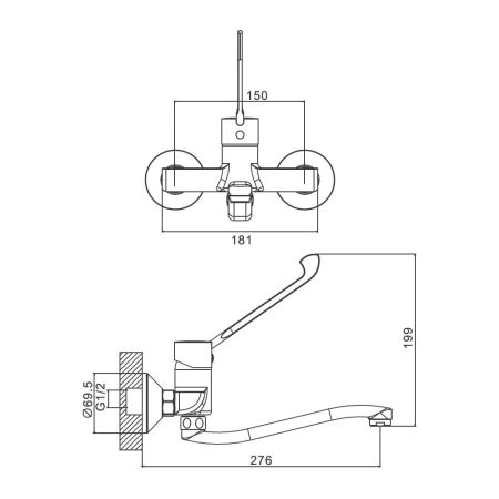 Смеситель для кухни с хирургической ручкой BELZ B79019-3, оружейная сталь