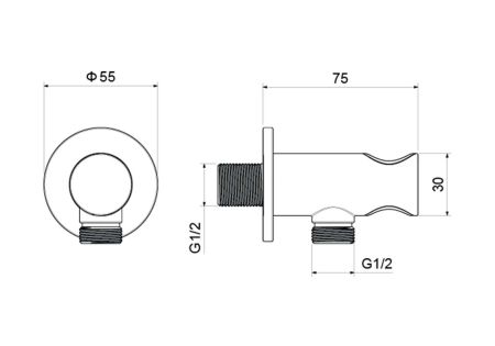 Шланговое подсоединение с держателем AQUATEK, матовый черный AQ2464MB, артикул AQ2464MB