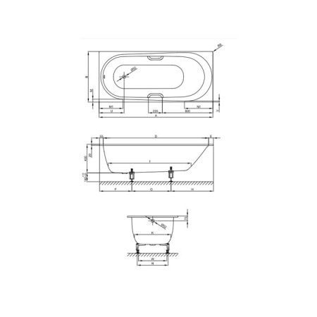 Ванна, Bette, BetteComodo, ширина, мм-1800, глубина, мм-800, высота, мм-450, водоизмещение (л)-182, тип установки-встраиваемый/пристенный, форма-прямоугольная, слив-перелив-необходимо заказать, диаметр слива, мм-52, ножки-необходимо заказать, материал-ста