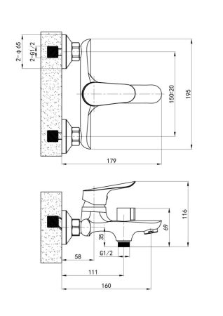 Смеситель для ванны ESKO RIO RIO 54 w/a