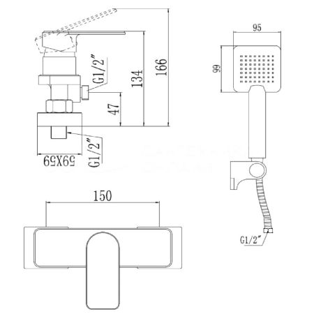 Смеситель для душа Savol S-600705, хром