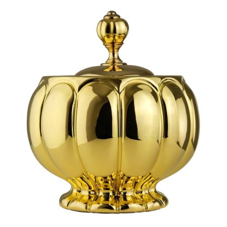 OLIVIA Баночка h12xD16 см, керамика золото/золото, артикул 24667