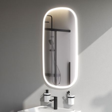 M8FMOX0551WGH Зеркало универсальное с контурной LED-подсветкой, ИК- сенсором,вытянутое, 55*100 см, артикул M8FMOX0551WGH