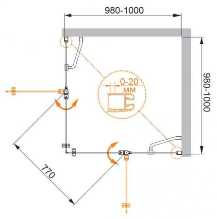 Душевой уголок CEZARES ELENA A-22, артикул ELENA-W-A-22-100-P-Cr