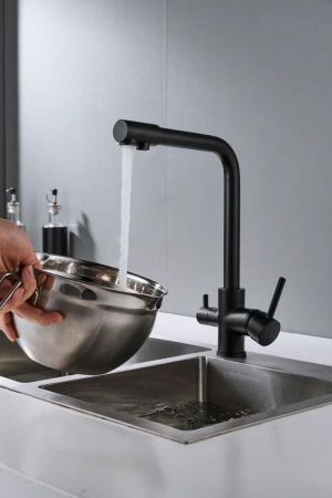 Смеситель для кухни с подключением фильтра Shevanik S328H, черный, артикул S328H