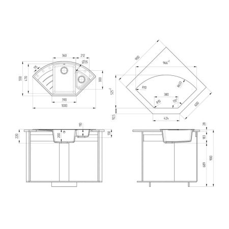 Кухонная мойка Ulgran Quartz Marta 1000-10, песок, артикул Marta 1000-10