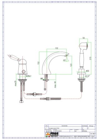 Fiore Imperiale, комплект смесителя на борт ванны на 3 отверстия, цвет хром, артикул 83CR5105