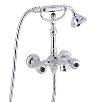 Emmevi The One Cloe, смеситель для ванны. Металлические ручки + черные кристаллы Swarovski, цвет хром