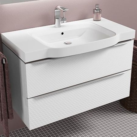 Тумба с раковиной SanVit Тандем 90 ktandem90 в цвете Ral подвесная Белый глянец, артикул ktandem90