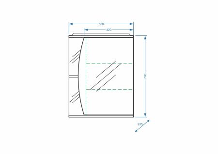 Зеркало-шкаф "Лана 55/С", правое, артикул SP-00000044