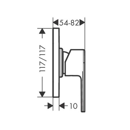 Смеситель для душа, Hansgrohe, Vernis Shape, тип открывания воды-рычажный, тип регулирования воды-керамический картридж, тип установки-встраиваемый, отверстия для монтажа-1, материал ручки-металл, цвет ручки-в цвет смесителя, внутренняя часть-необходимо з, артикул 71658000