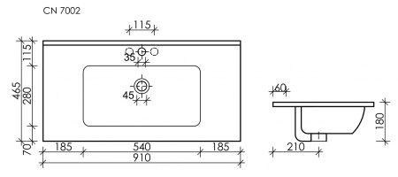 Раковина накладная Element 910x465x180мм, черный матовый, артикул CN7002MB